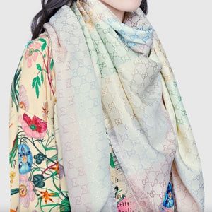 NEW Gucci, GG jacquard Shawl Large multicolor  51"W x 51"L